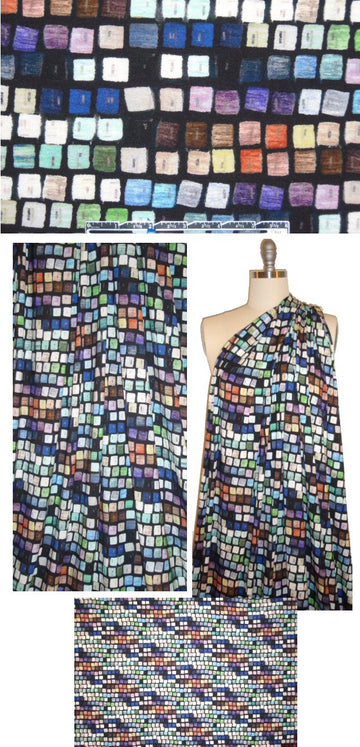 Italian chroma mosaic viscose/span 4-way knit