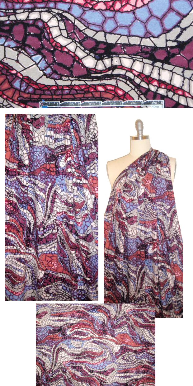 NY designer viscose/lycra knit - serpentine mosaic
