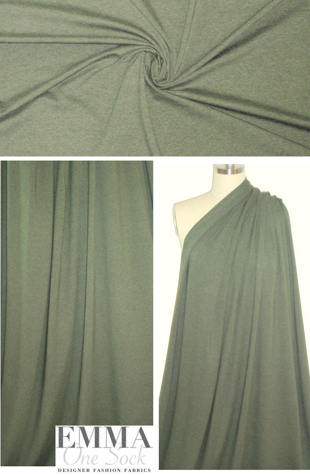 Eileen Fisher olive heather beefy rayon/lycra knit .75 yds