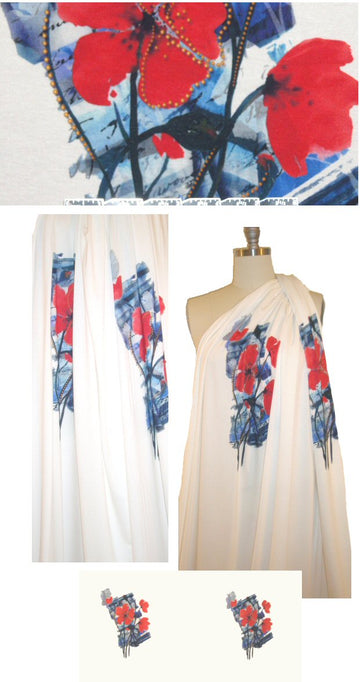 Italian 'studded' flower panel viscose/lycra knit 1 Panel