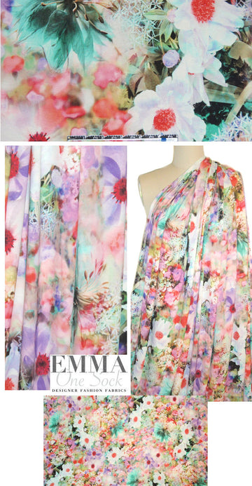 Italian 'photo floral' viscose/spandex knit 1.875 yds