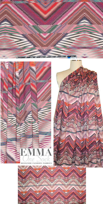 Italian pink chevron mosaic viscose/spandex knit 1.75 yd