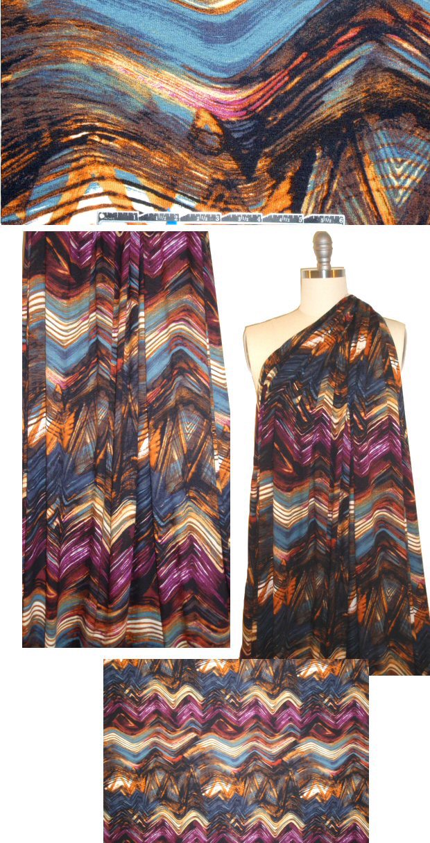 NY designer chevron frenzy viscose/lycra knit