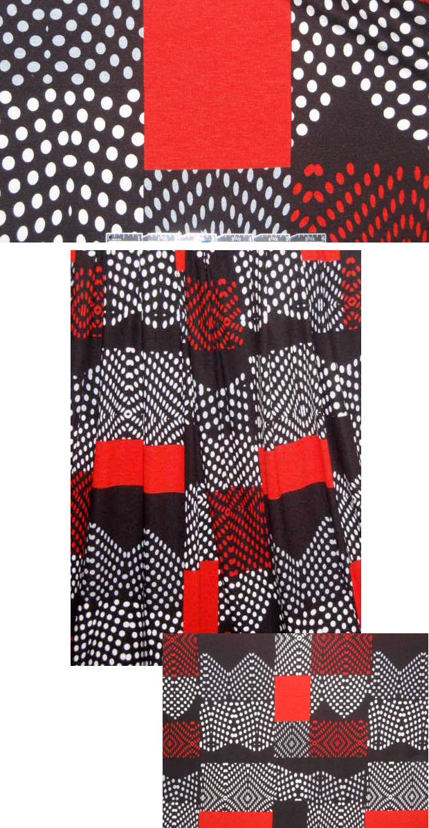 NY designer red/black/white panel graphic knit 1.25 yds