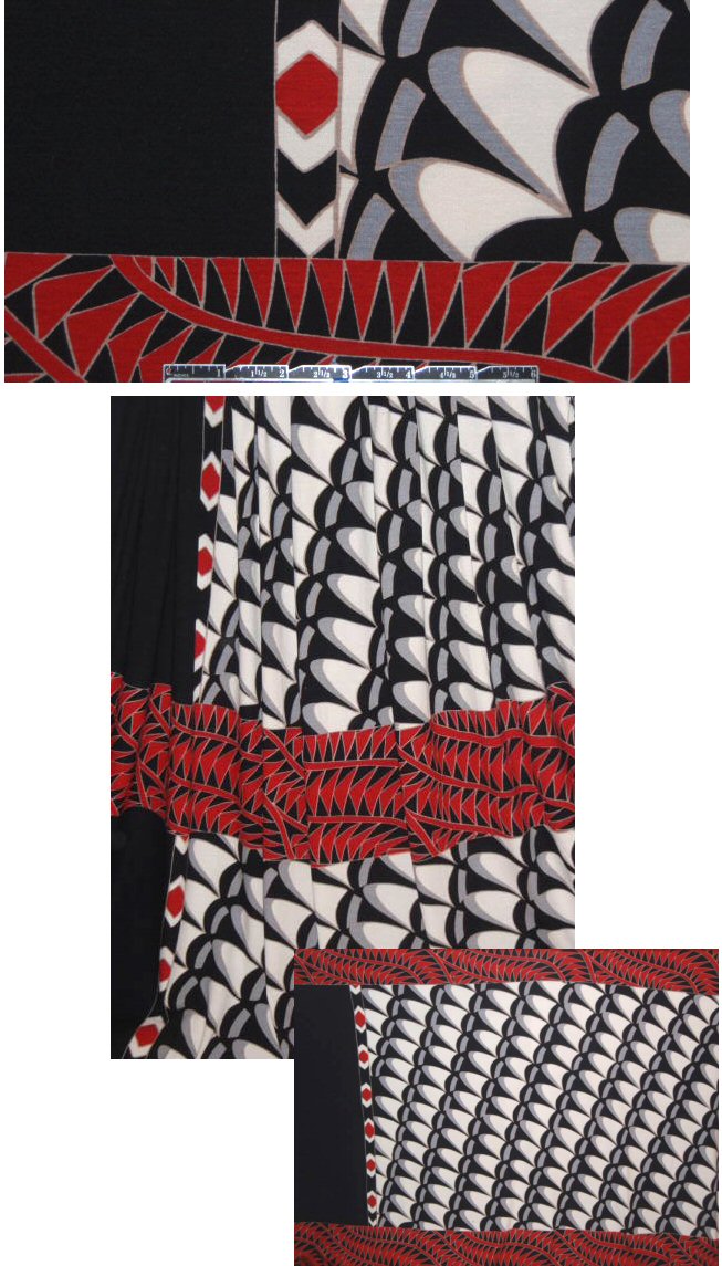NY designer red/black/white graphic panel knit