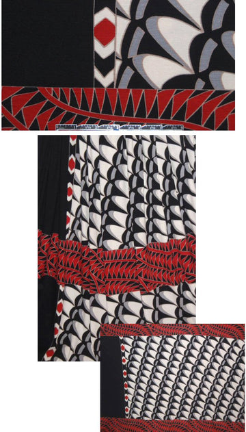 NY designer red/black/white graphic panel knit