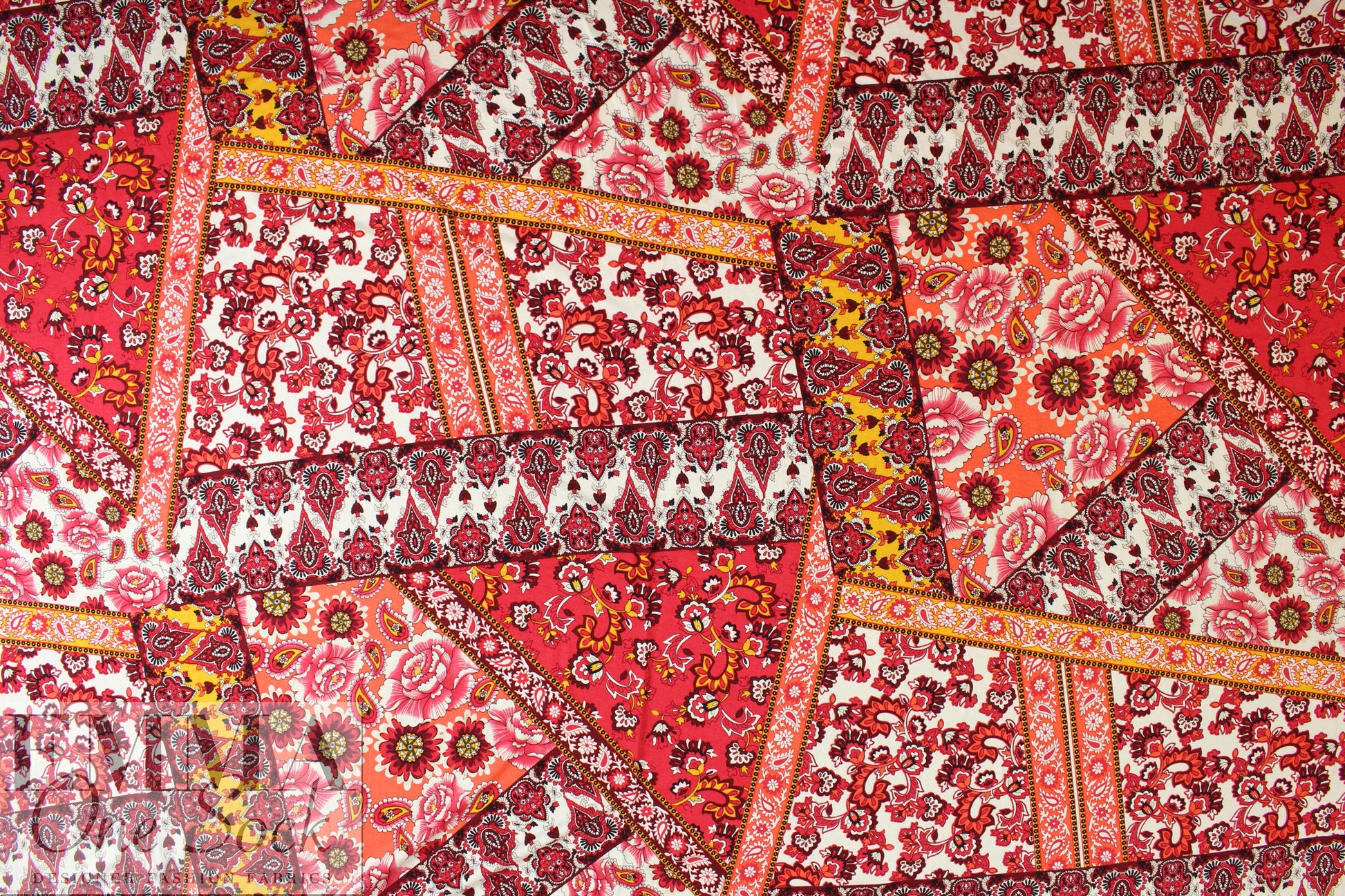 French deco patchwork montage viscose/spandex knit .75 yds