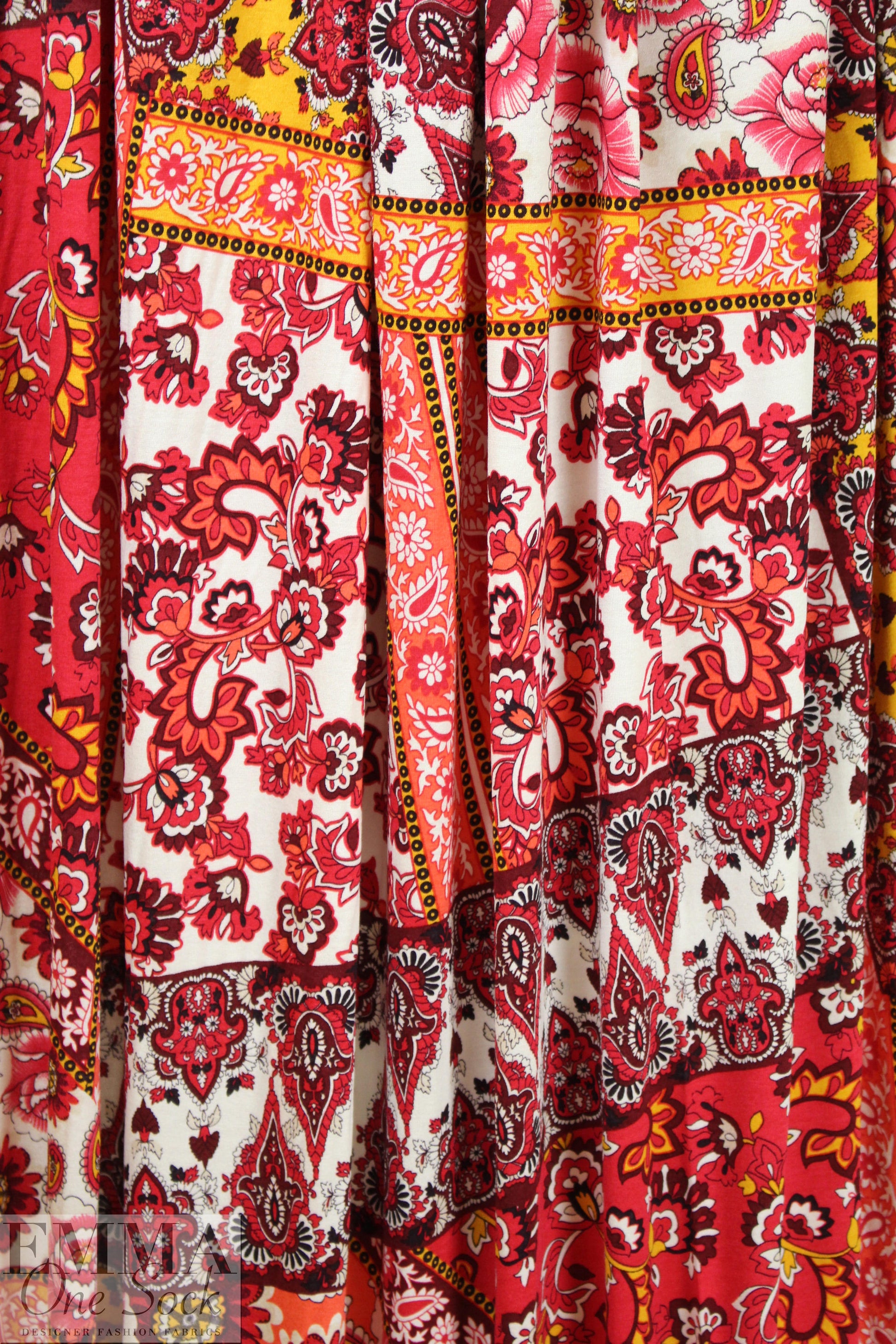 French deco patchwork montage viscose/spandex knit