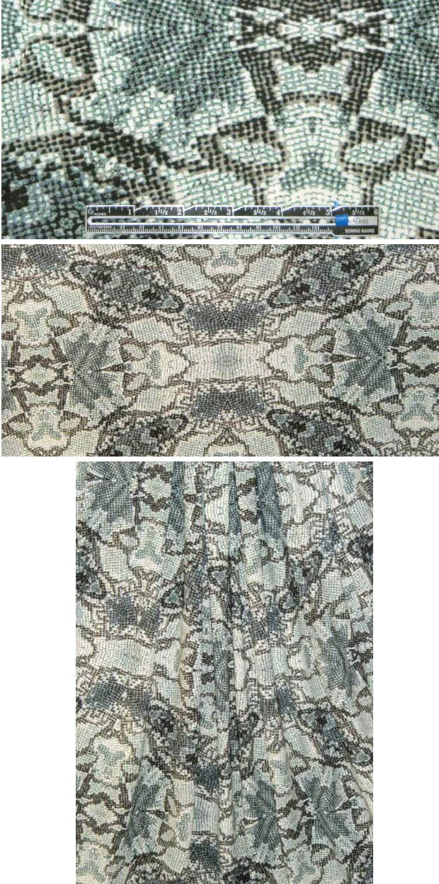 NY designer reptile rorschach knit print .75 yds