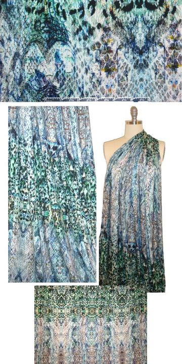 Italian 'reptile totem' panel viscose/lycra sweatery knit