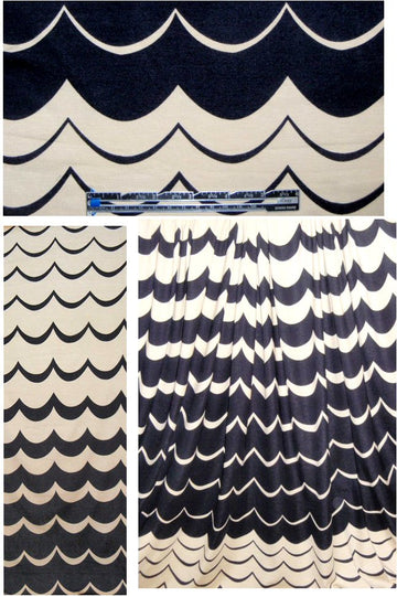 CA designer black/ivory scallop ombre rayon/lycra knit 2 yds