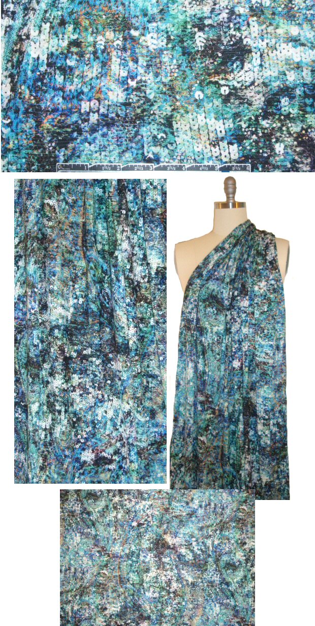 Italian sequin illusion print viscose/lycra knit