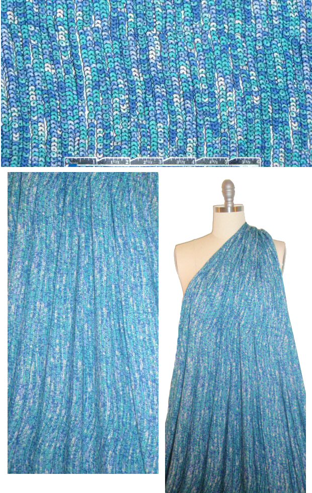 NY designer viscose/lycra knit - turquoise sequins