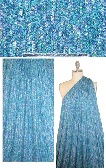 NY designer viscose/lycra knit - turquoise sequins
