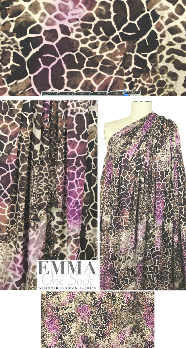 NY designer stylized tinted giraffe graphic knit print 2 yds