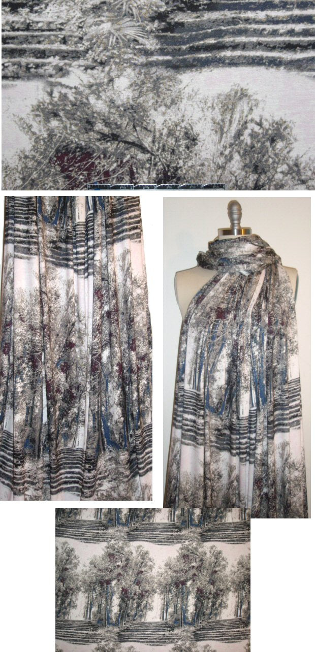NY designer tree grove bordered panel knit
