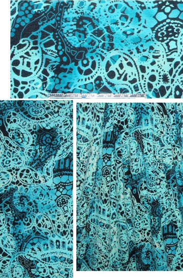 NY designer turquoise/black lacey collage knit