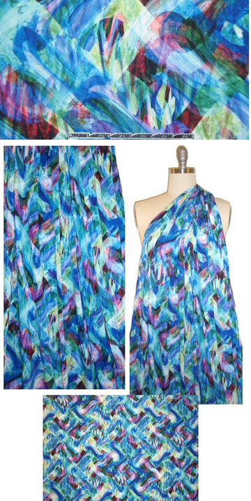 'organized abstraction' print poly/lycra knit
