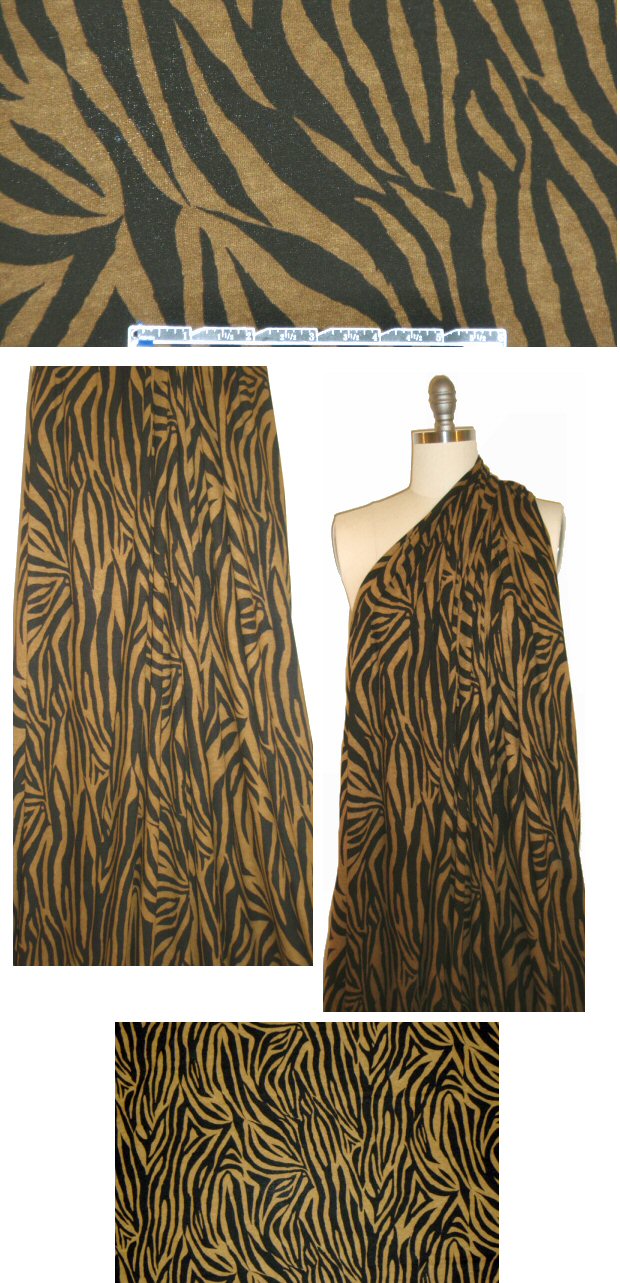 Italian rayon/lycra knit - dijon/black zebra