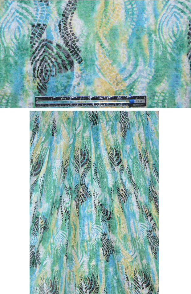 NY designer sky/lemon batik design burnout knit 2.125 yds