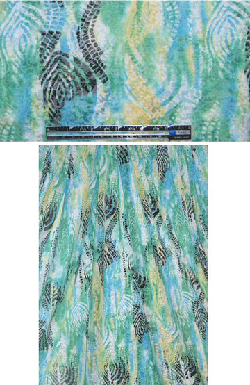 NY designer sky/lemon batik design burnout knit 2.125 yds