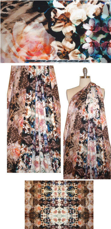 CA designer digital floral rorschach design knit crepe