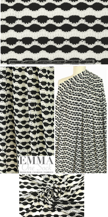 NY designer yarn-dye novelty eyelet knit - black/white