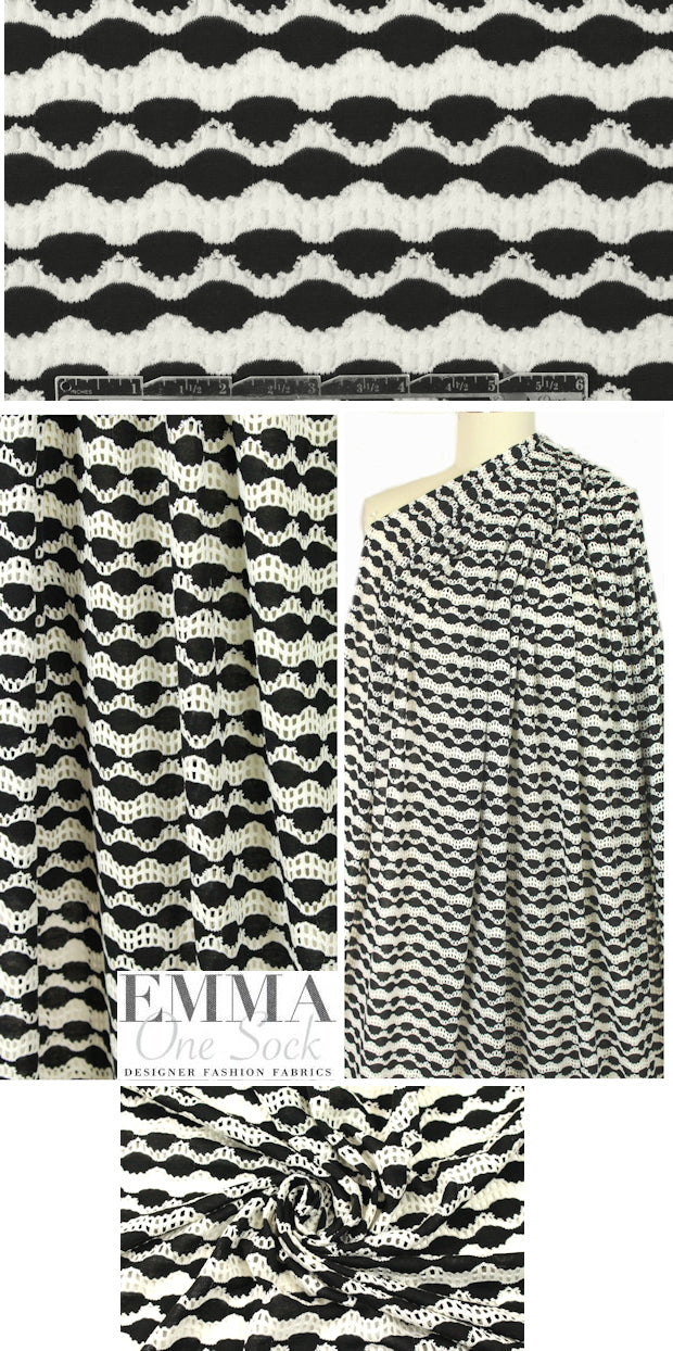 NY designer yarn-dye novelty eyelet knit - black/white 1.125 yds