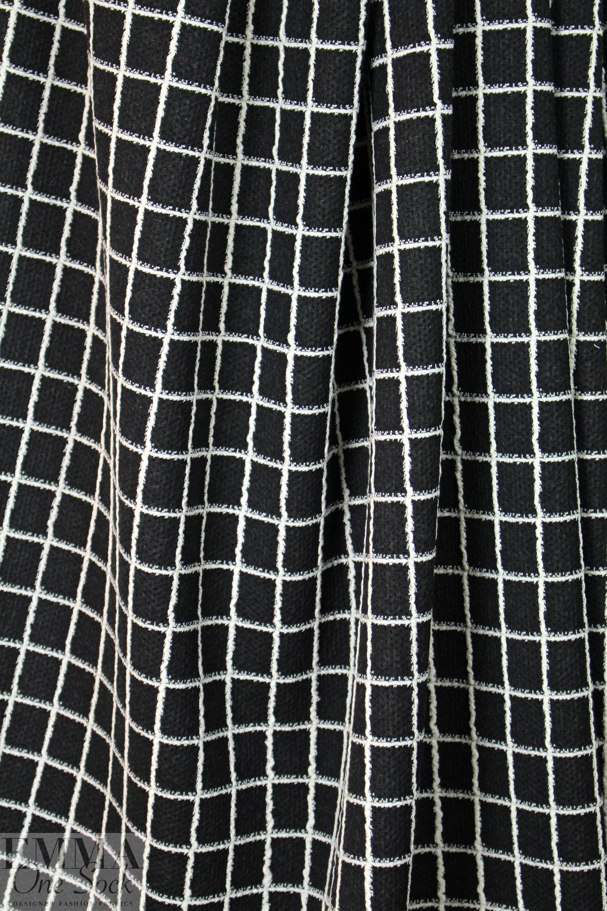 NY designer jacquard knit - black/white windowpane 1.25 yds
