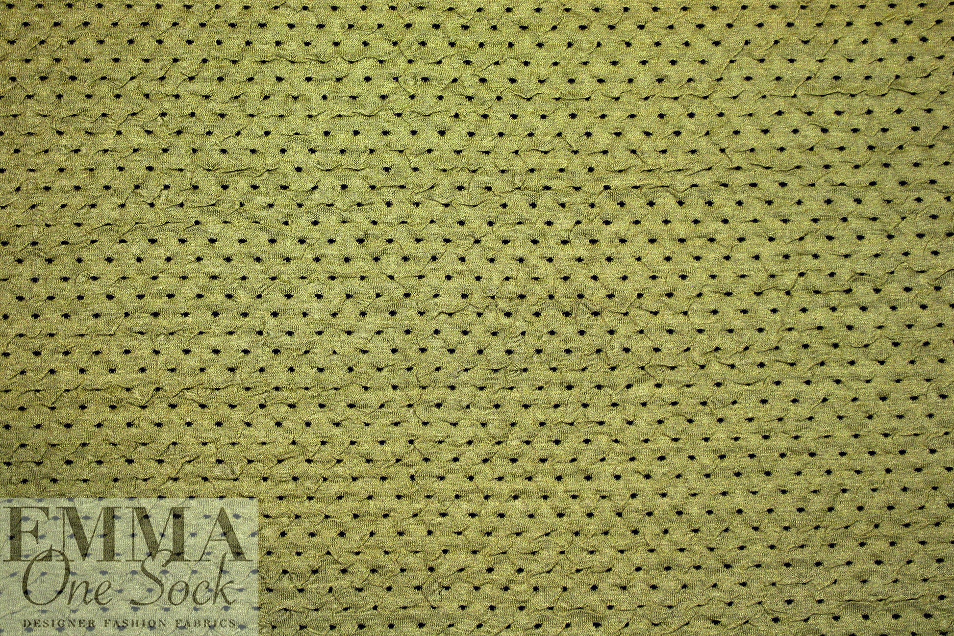 Italian textured dot 2-ply knit - avocado/black .625 yds