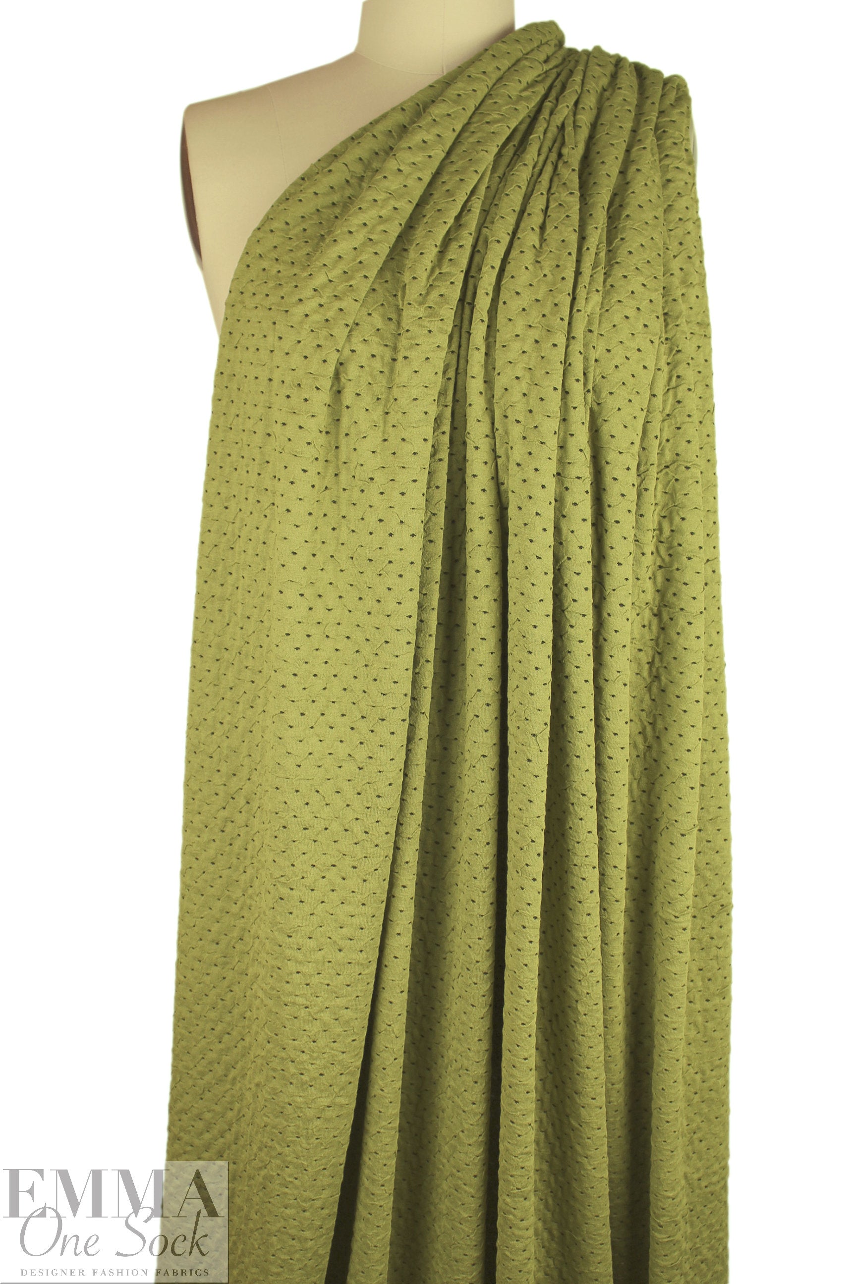 Italian textured dot 2-ply knit - avocado/black