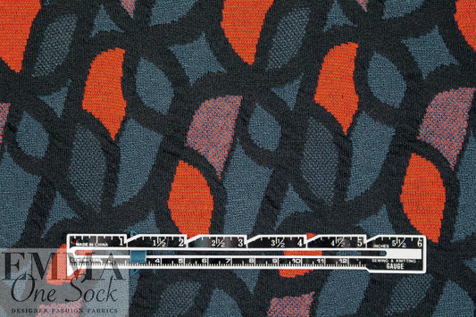 French jacquard doubleknit - chili/teal graphic