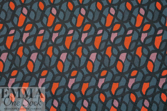 French jacquard doubleknit - chili/teal graphic