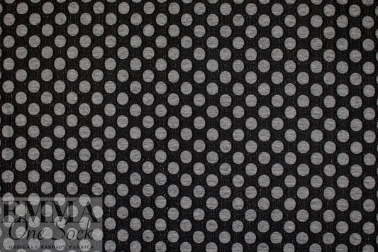 Italian jacquard doubleknit -black gray dot