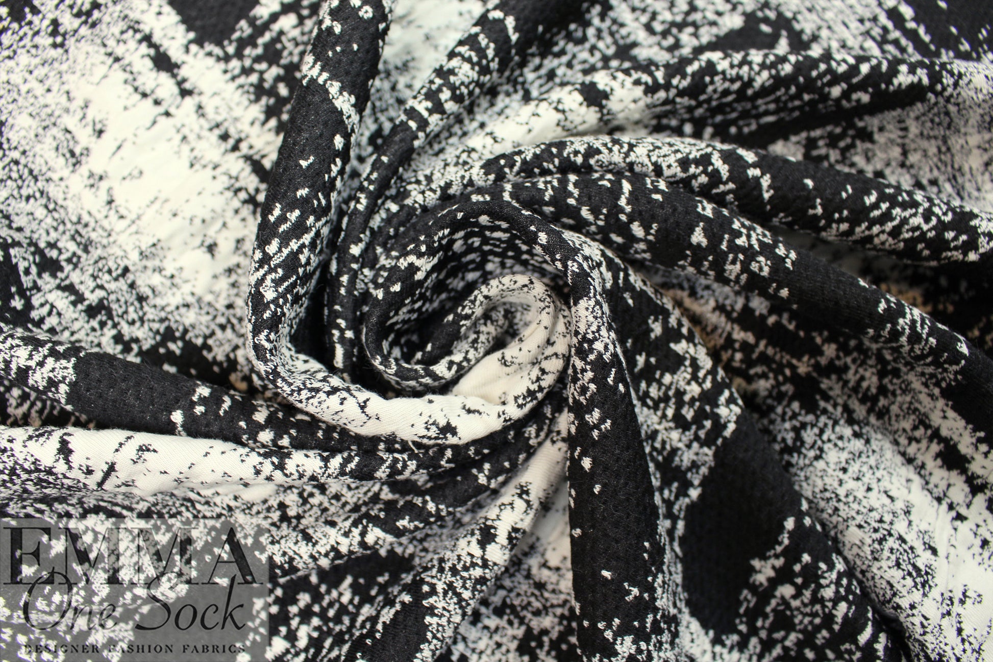 French jacquard doubleknit - cream/black 'plaid' 2 yds