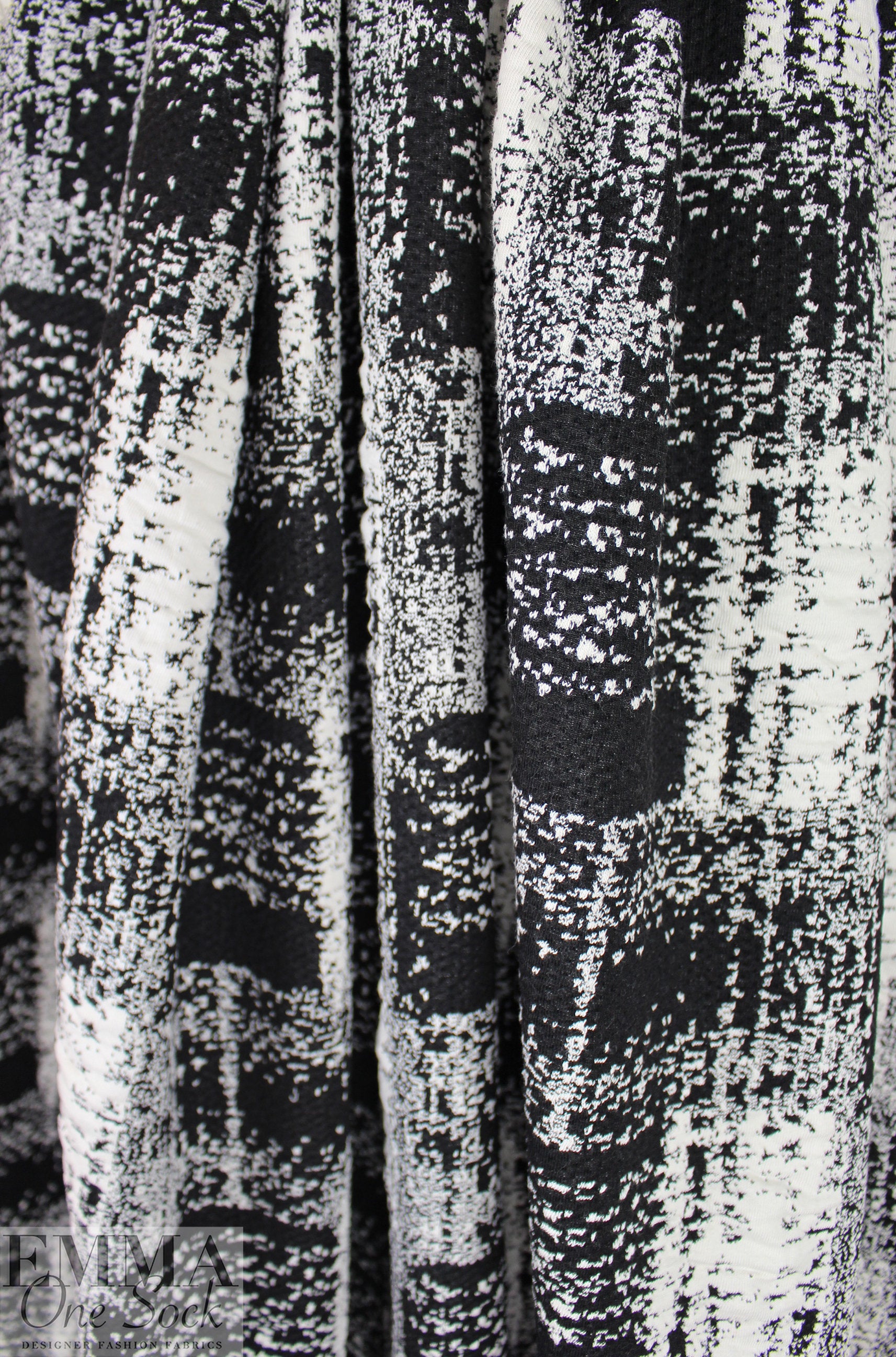 French jacquard doubleknit - cream/black 'plaid' 2 yds