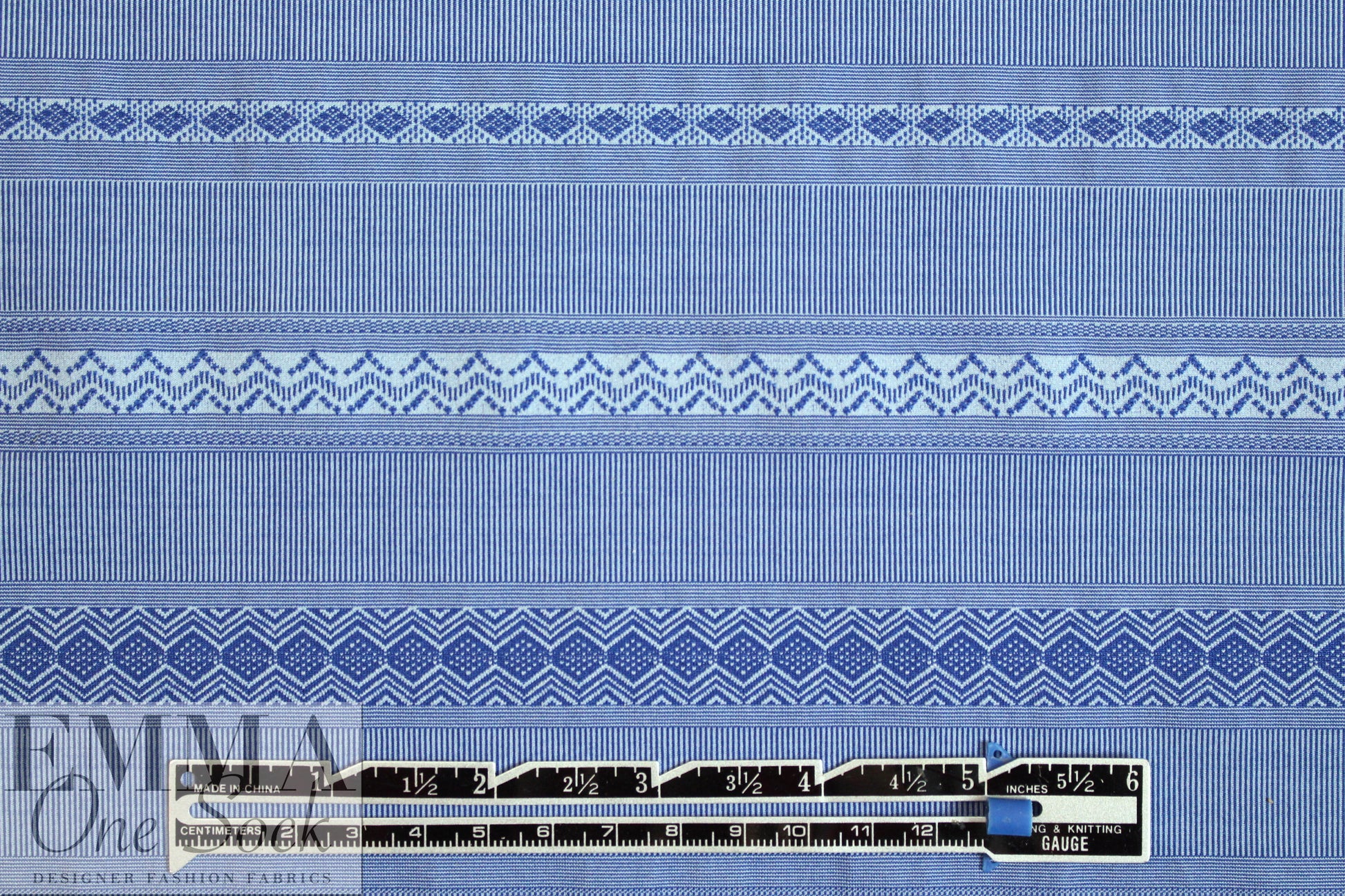 French-style yarn dyed stripe jacquard knit - blue