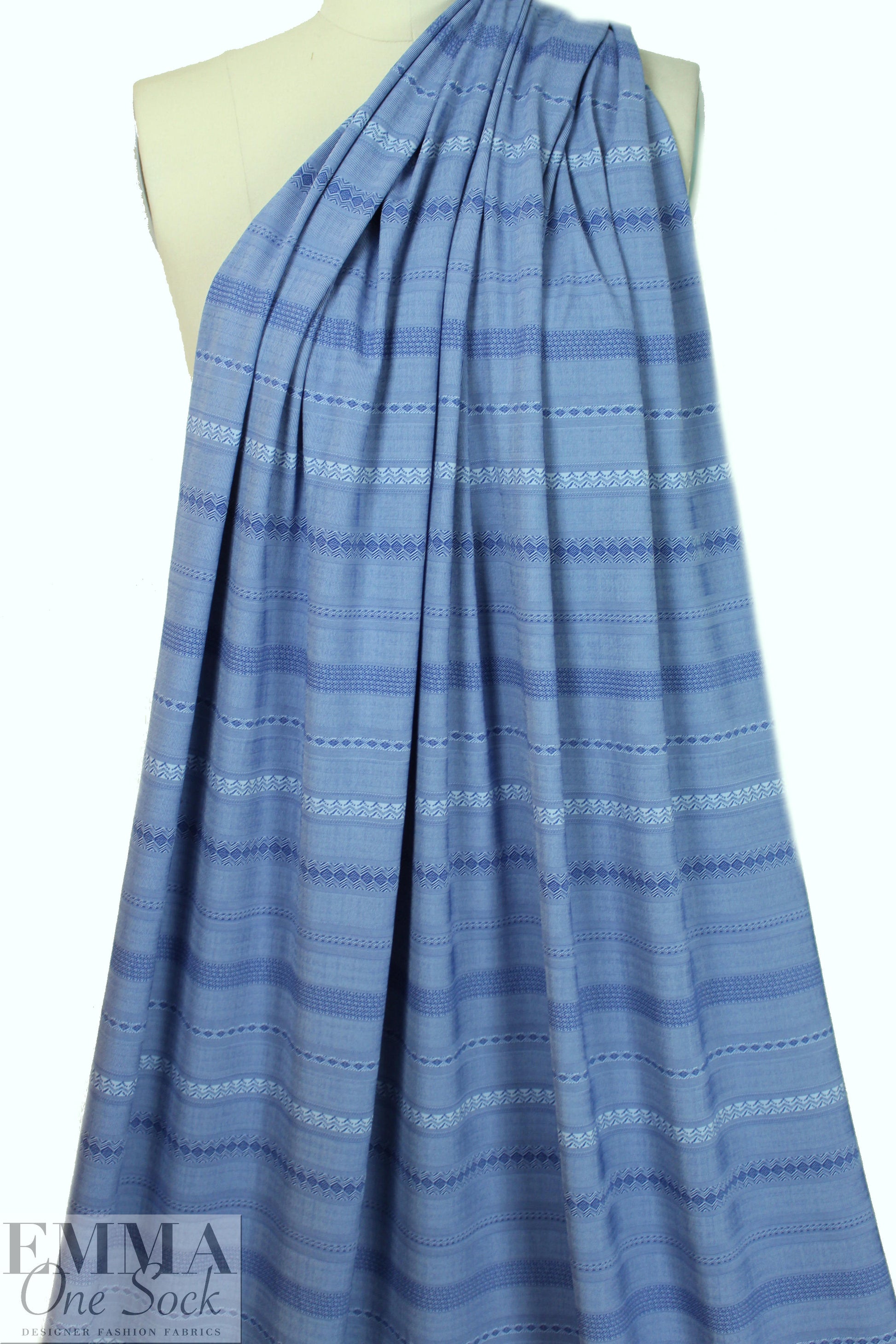 French-style yarn dyed stripe jacquard knit - blue