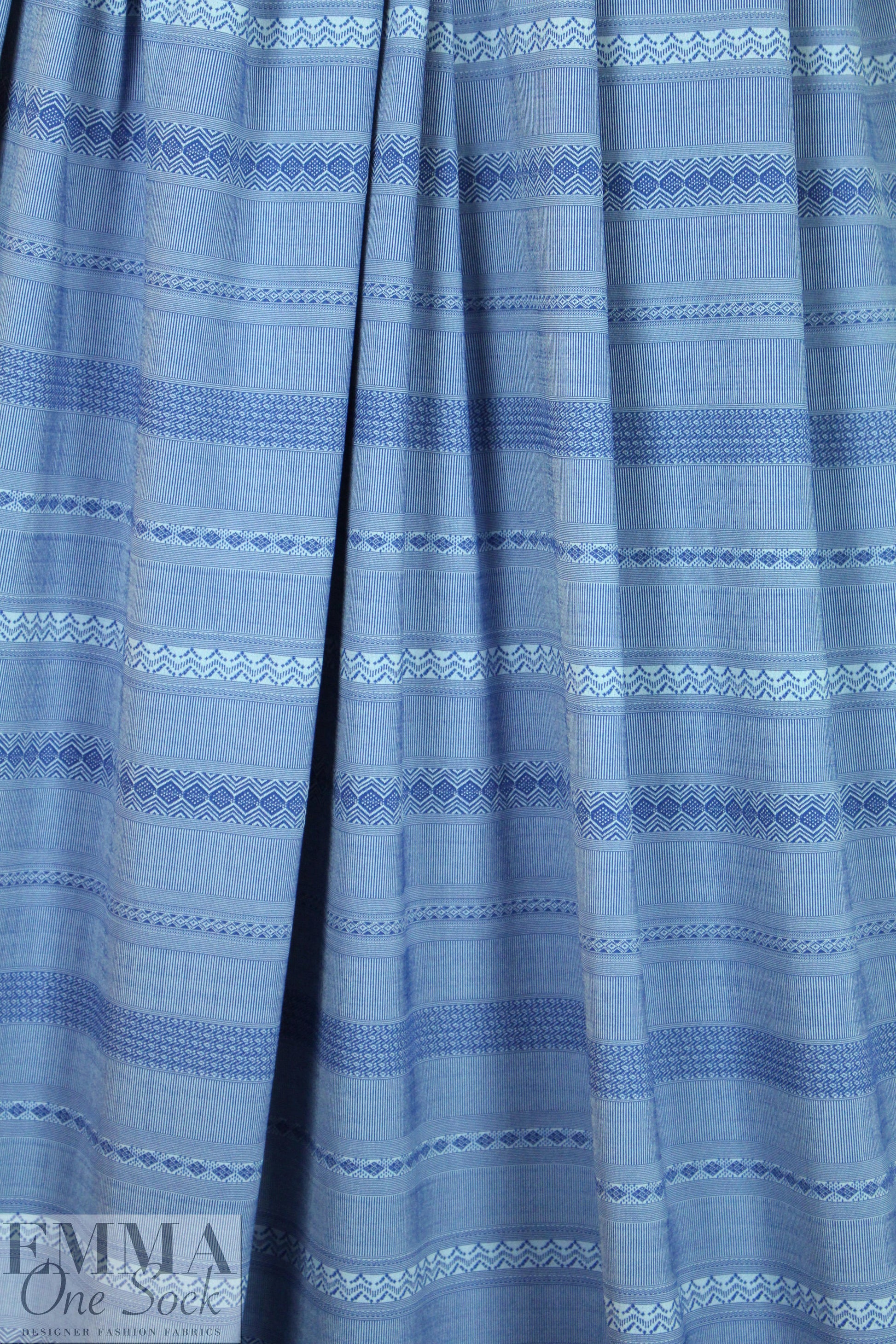 French-style yarn dyed stripe jacquard knit - blue