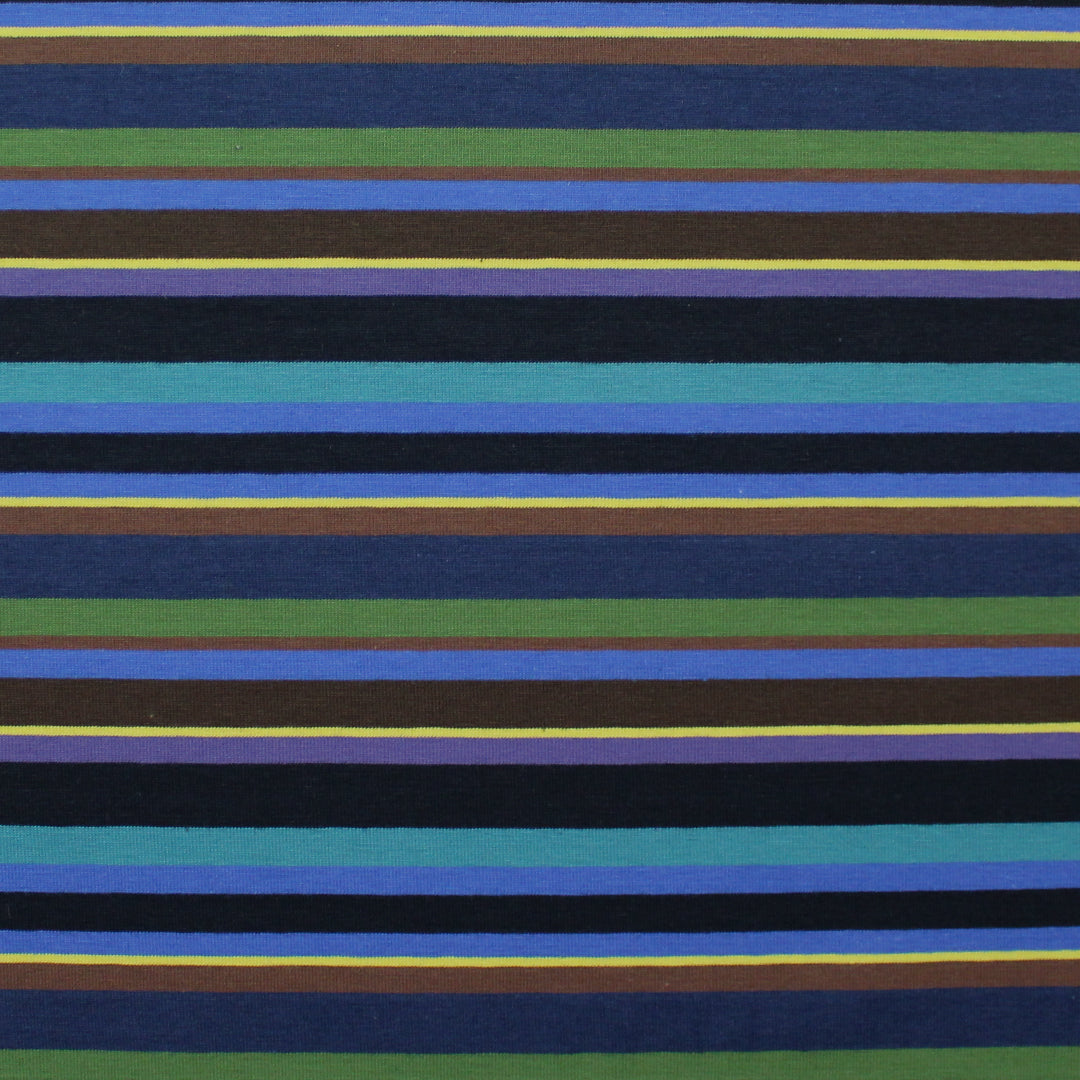 Gall0 stripe cotton knit - violet/blue/brown .625 yds