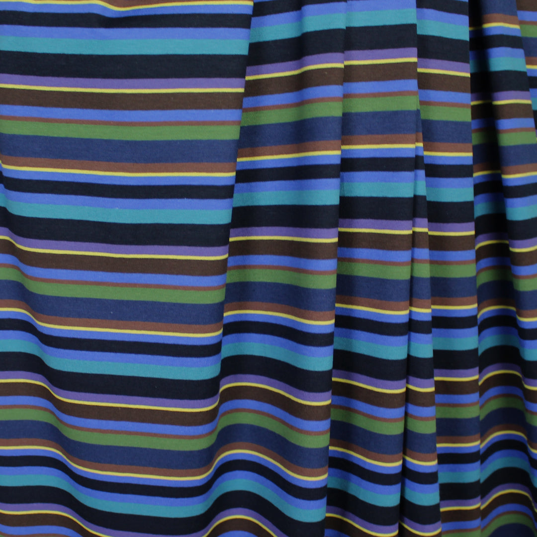 Gall0 stripe cotton knit - violet/blue/brown .625 yds