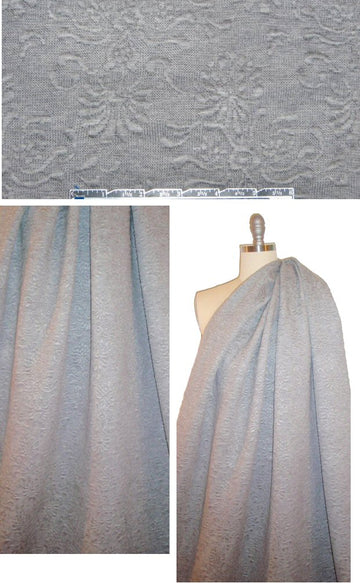 French flowery motif textured matelasse knit - light gray