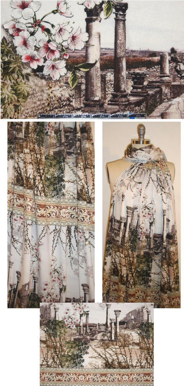 Italian ancient Rome bordered panel knit 1 yard. 1 full panel