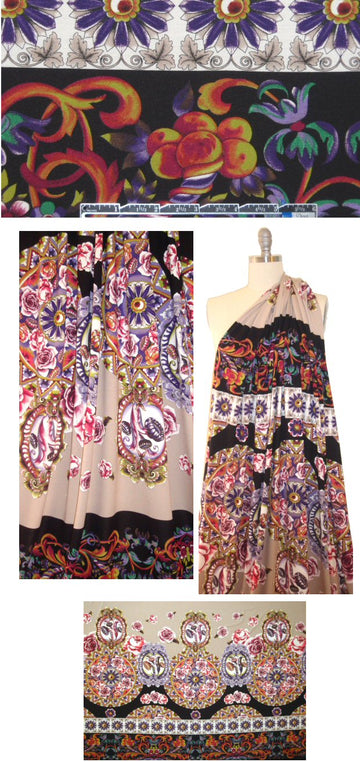 Italian ornate floral border panel knit