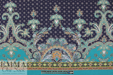 Italian paisley border panel viscose/span knit
