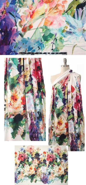 Italian 'English garden' floral panel knit
