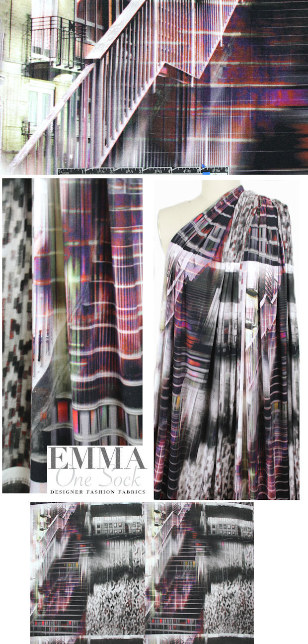 French 'urban cubist' double motif panel knit 2 panels
