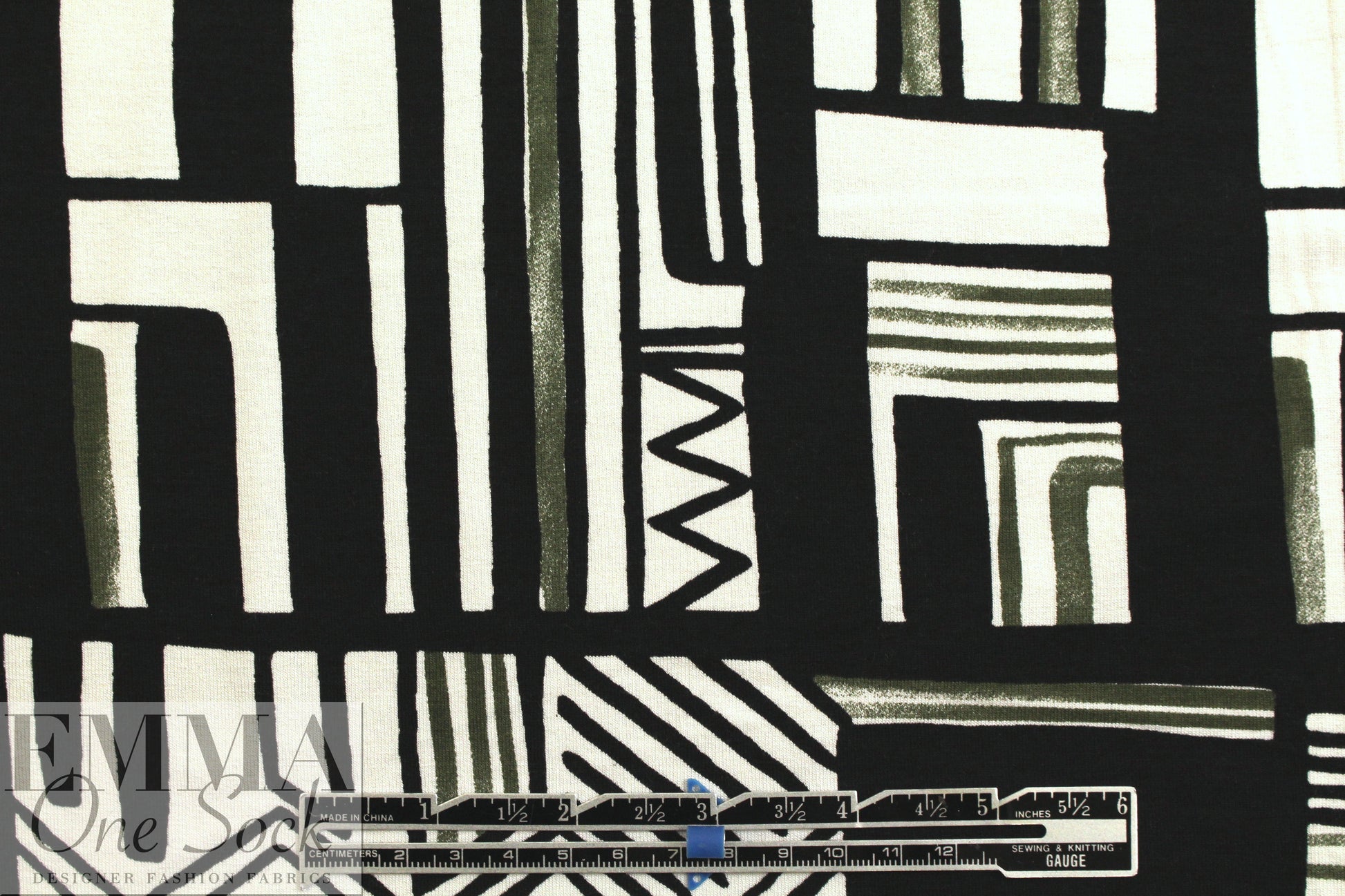 Italian graphic zigs panel viscose/spandex knit 1 yard