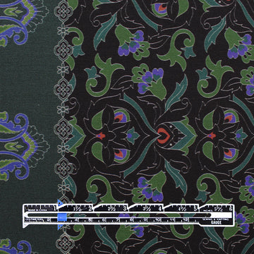 M. Rinaldi 'greenery scroll' border print viscose/spandex knit 1 yard