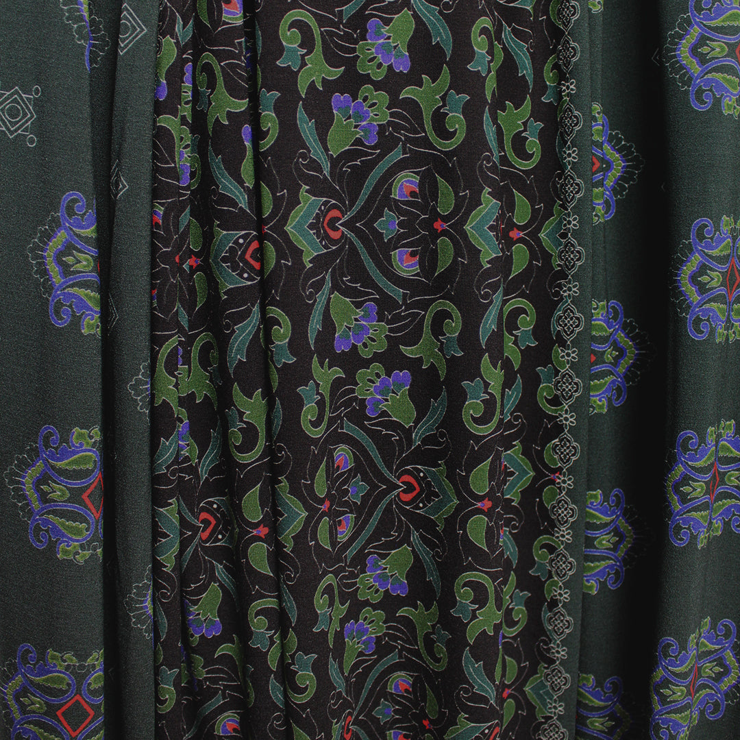M. Rinaldi 'greenery scroll' border print viscose/spandex knit 1 yard
